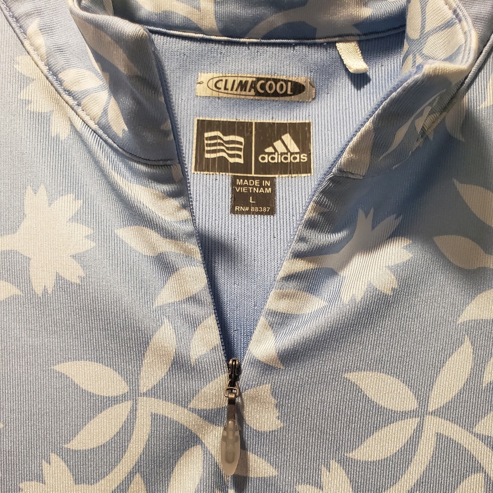 Adidas Floral CLIMA COOL Zip Golf Shirt  L